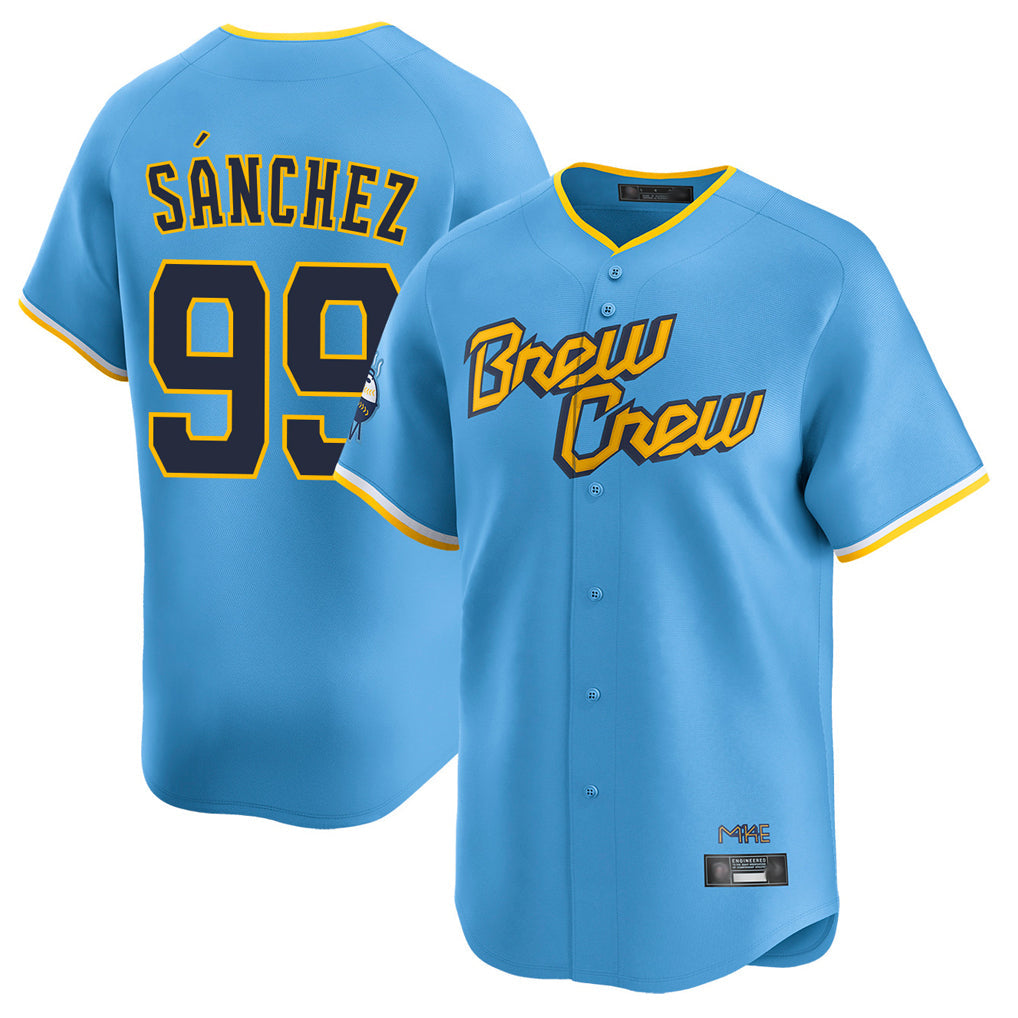 Odoa M.Brewers #99 Gary Sanchez Player Light Blue City Connect Home Limited Stitched Jerseys