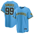 Odoa M.Brewers #99 Gary Sanchez Player Light Blue Road Stadium Game Stitched Jerseys