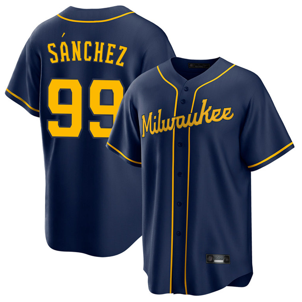 Odoa M.Brewers #99 Gary Sanchez Player Navy Home Game Stitched Jerseys