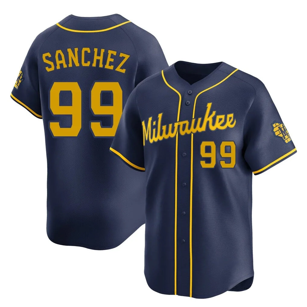Odoa M.Brewers #99 Gary Sanchez Player Navy Home Limited Stitched Jerseys