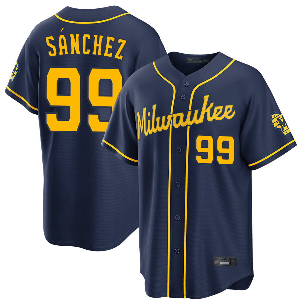 Odoa M.Brewers #99 Gary Sanchez Player Navy Home Stadium Game Stitched Jerseys