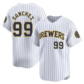 Odoa M.Brewers #99 Gary Sanchez Player White Stripes Home Game Stitched Jerseys