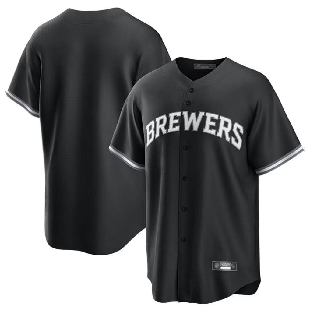 Odoa M.Brewers Blank Player Black Game Home Stitched Jerseys
