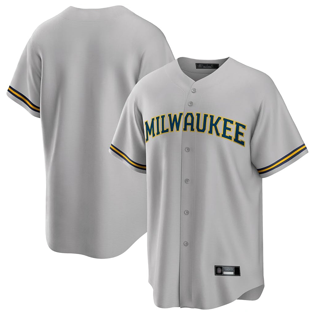 Odoa M.Brewers Blank Player Gray Home Game Stitched Jerseys