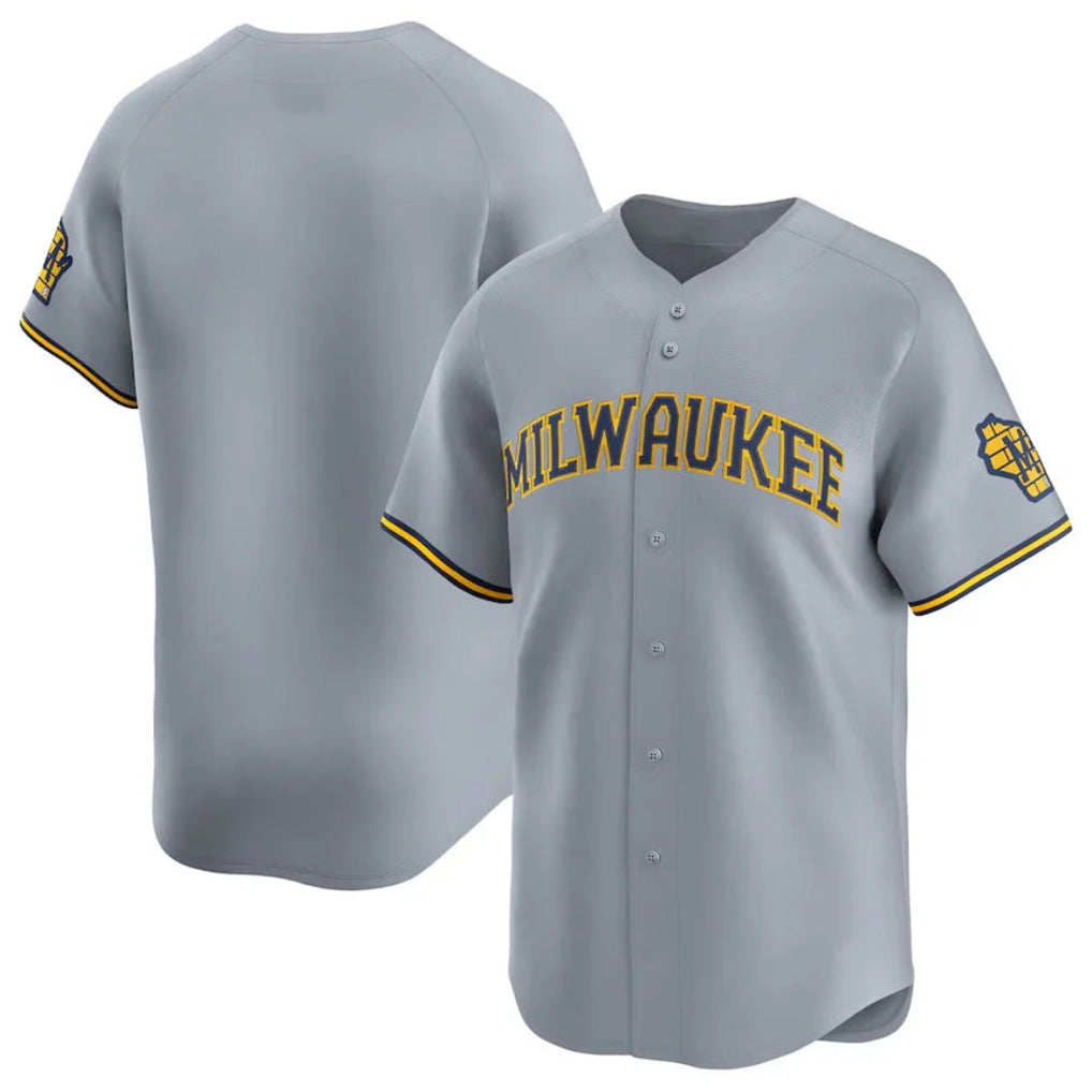 Odoa M.Brewers Blank Player Gray Home Limited Stitched Jerseys