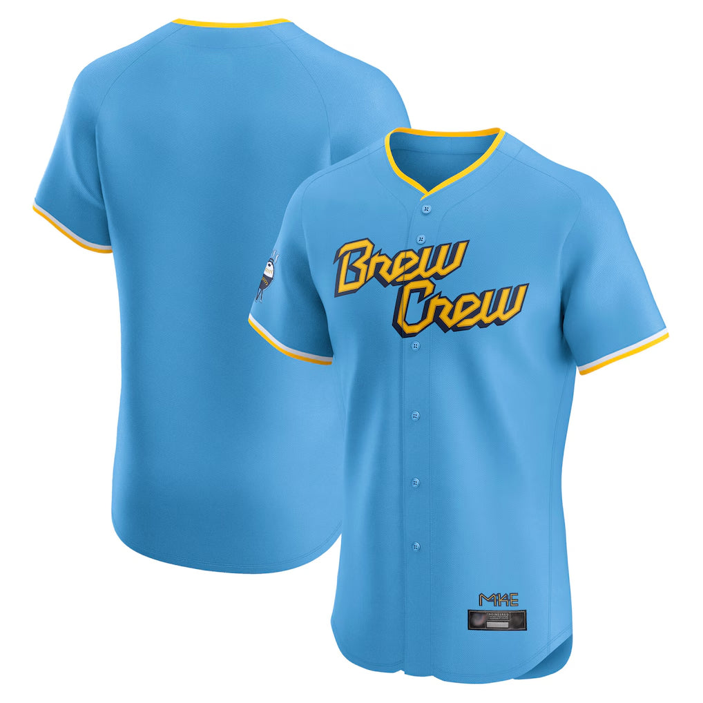 Odoa M.Brewers Blank Player Light Blue City Connect Home Limited Elite Stitched Jerseys