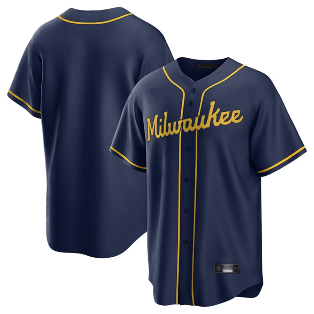 Odoa M.Brewers Blank Player Navy Home Game Stitched Jerseys