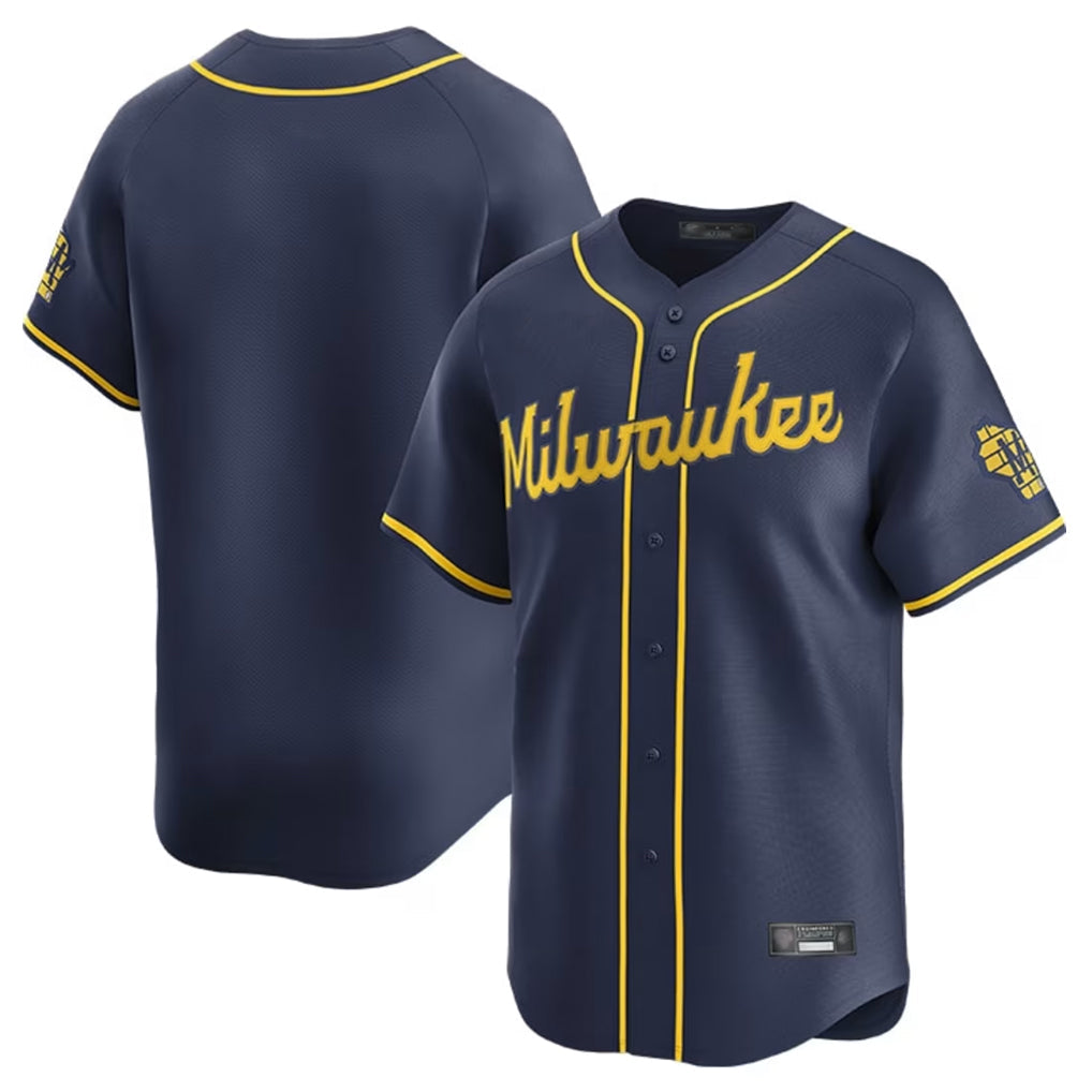 Odoa M.Brewers Blank Player Navy Home Limited Stitched Jerseys