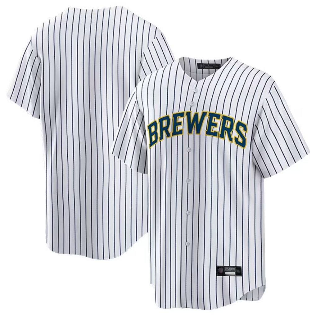 Odoa M.Brewers Blank Player White Stripes Home Game Stitched Jerseys