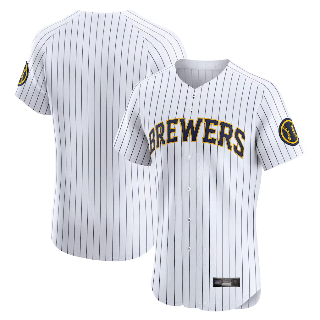 Odoa M.Brewers Blank Player White Stripes Home Limited Elite Stitched Jerseys