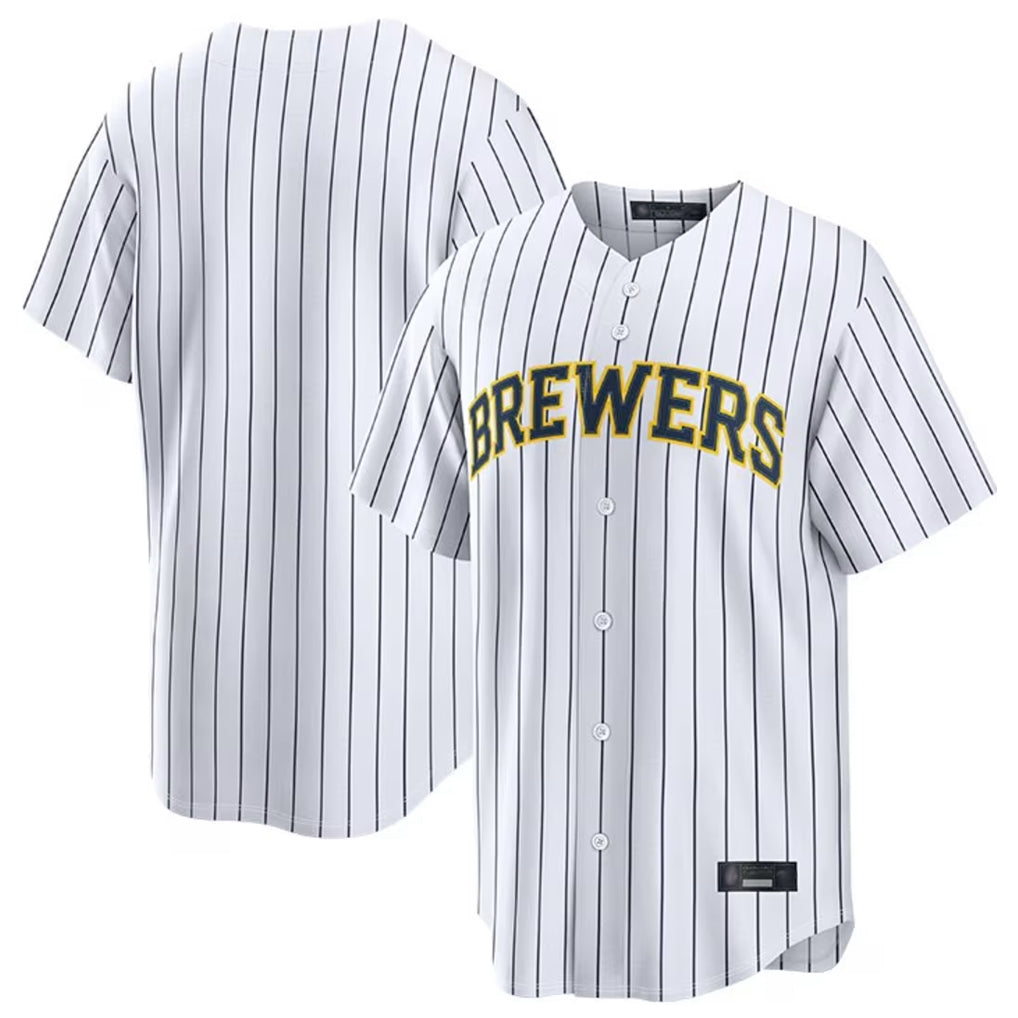 Odoa M.Brewers Blank Player White Stripes Home Limited Stitched Jerseys