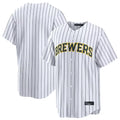 Odoa M.Brewers Blank Player White Stripes Home Limited Stitched Jerseys