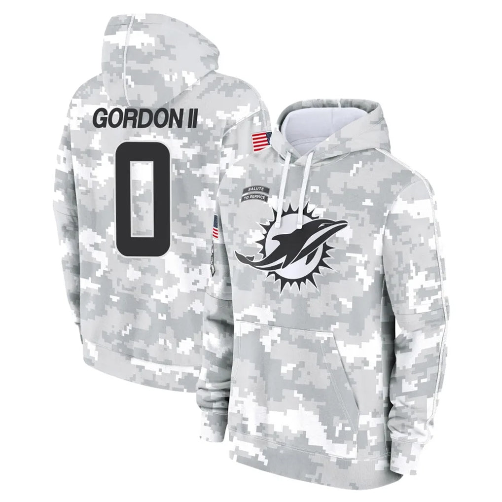 Odoa M.Dolphins #0 Ollie Gordon II Player Arctic Camo Salute to Service Hoodies Limited Game Stitched Jerseys