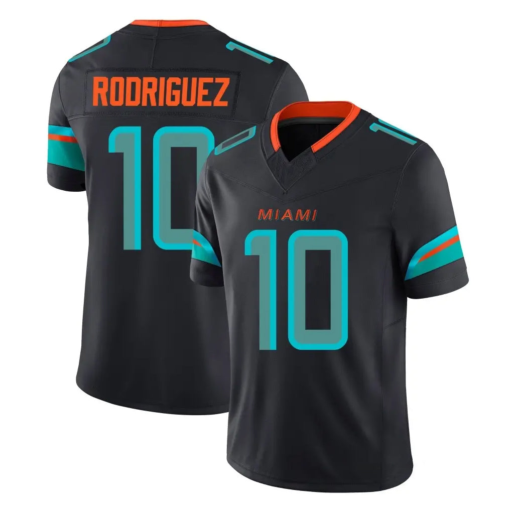 Odoa M.Dolphins #10 Jacob Rodriguez Player Black Limited Pitch Rivalries Collection Home Game Stitched Jerseys