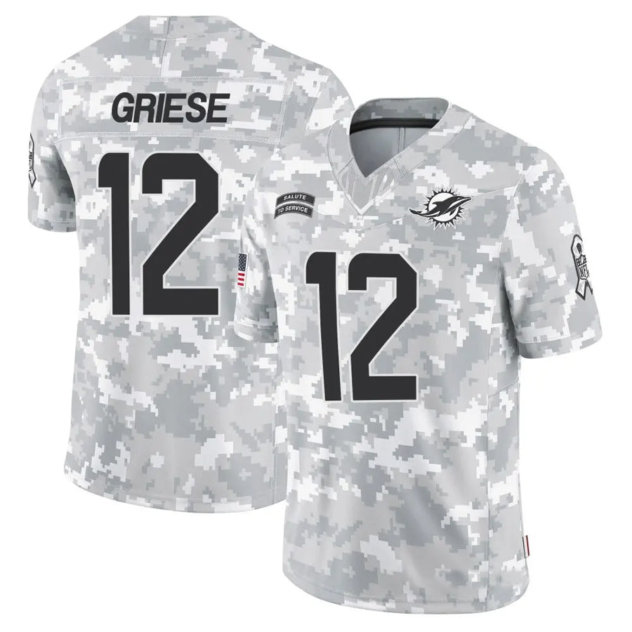 Odoa M.Dolphins #12 Bob Griese Player Arctic Camo Salute to Service Limited Stitched Jerseys