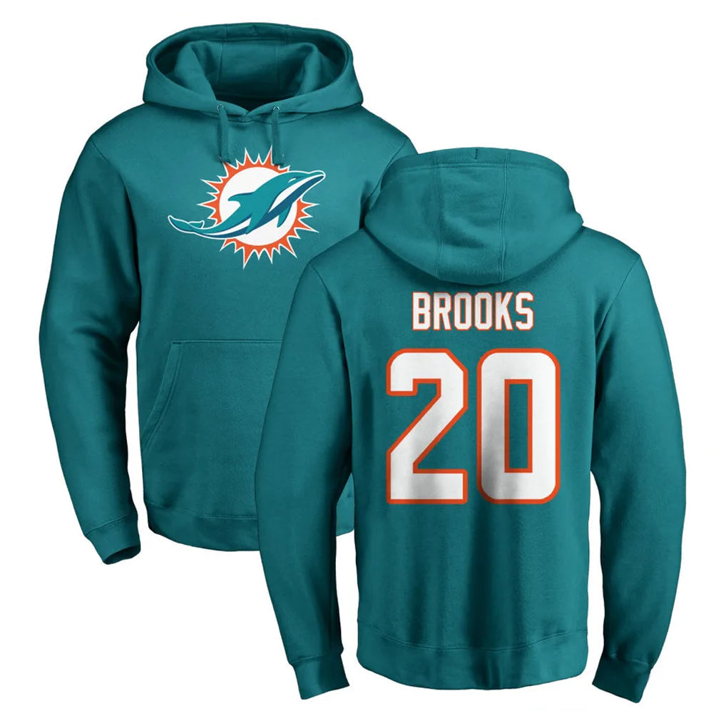 Odoa M.Dolphins #20 Jordyn Brooks Player Aqua LOGO Pullover Hoodies Limited Stitched Jerseys