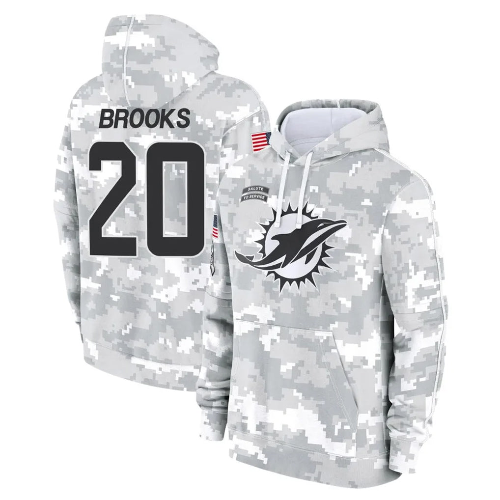 Odoa M.Dolphins #20 Jordyn Brooks Player Arctic Camo Salute to Service Hoodies Limited Game Stitched Jerseys