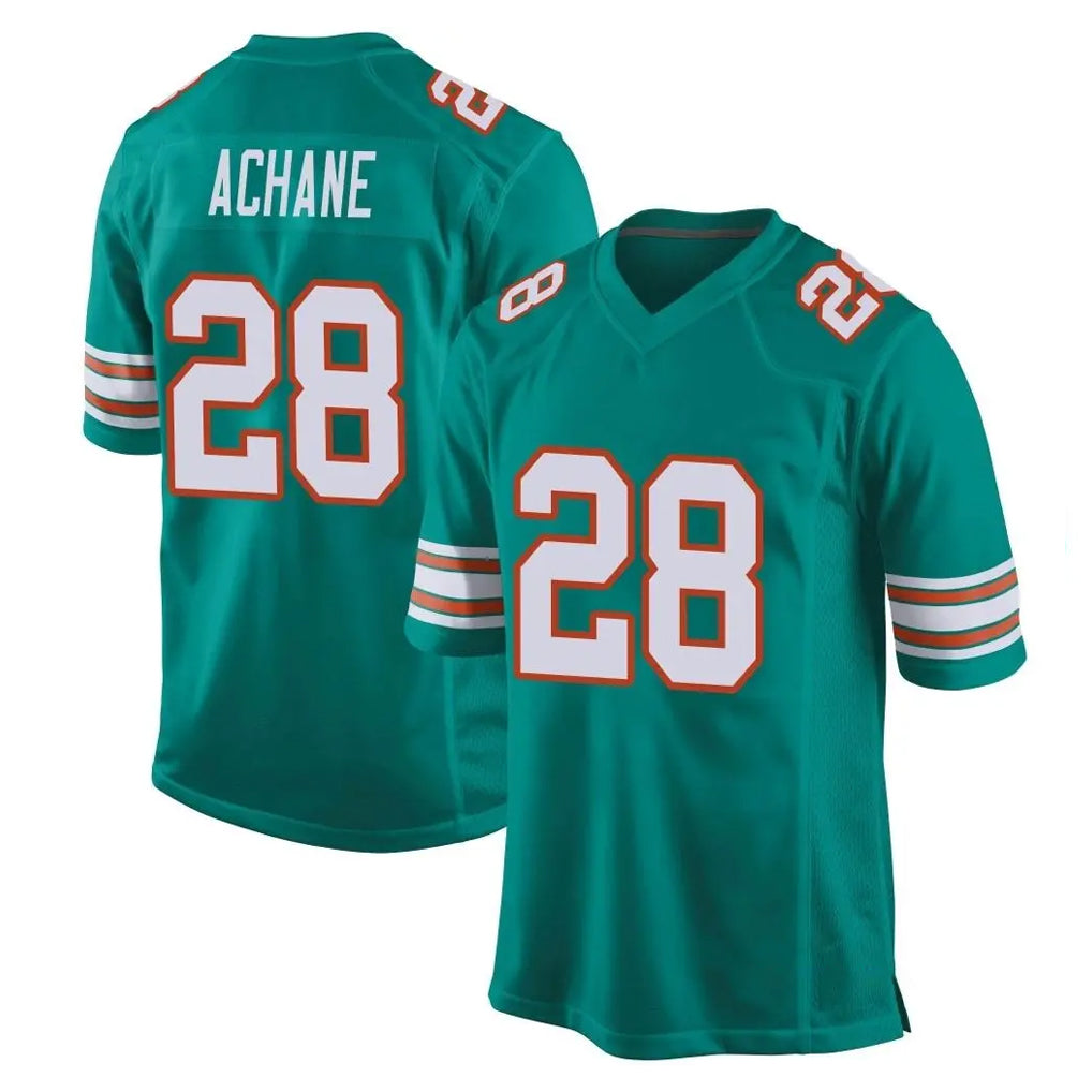 Odoa M.Dolphins #28 De'Von Achane Player Aqua Alternate Home Game Stitched Jerseys