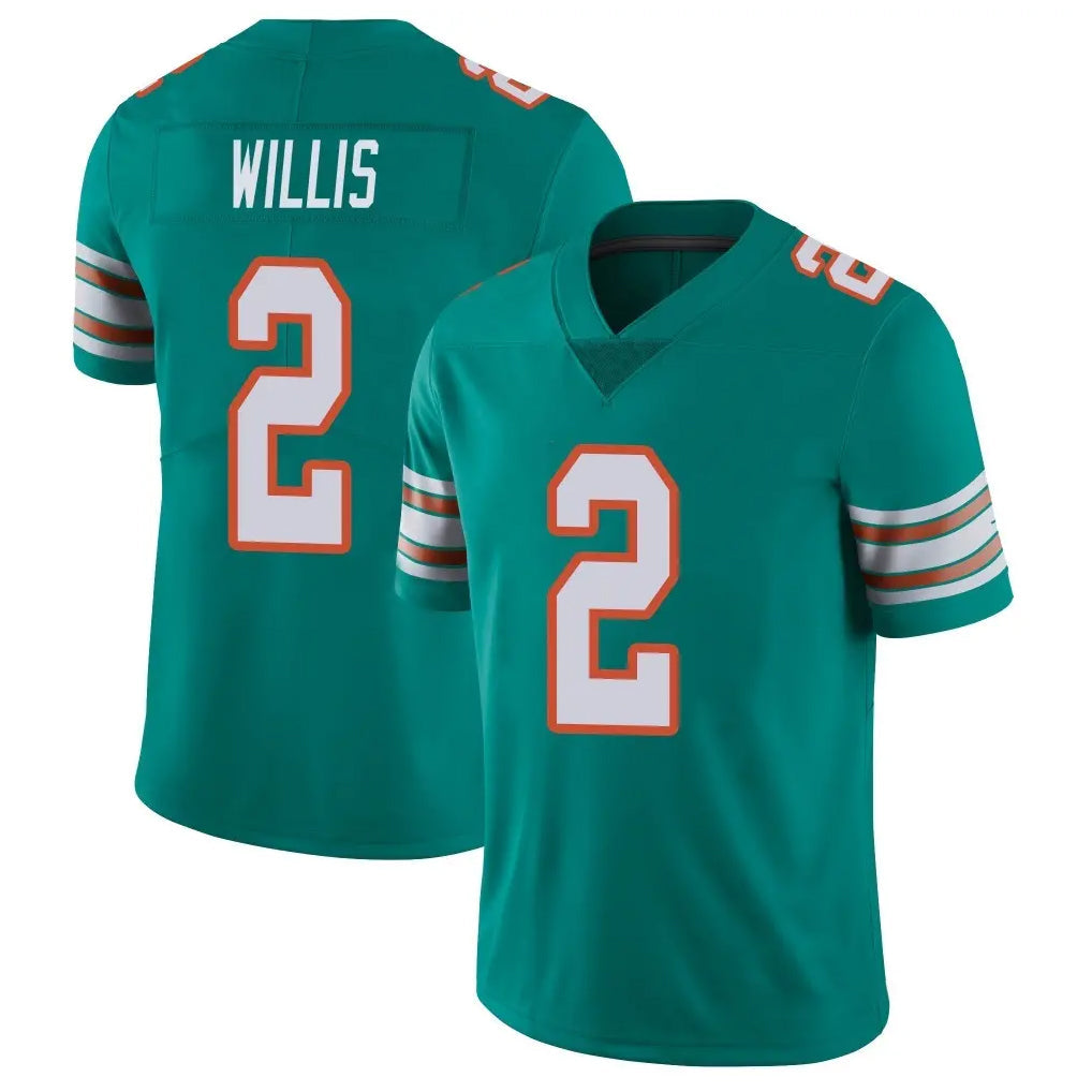 Odoa M.Dolphins #2 Malik Willis Player Aqua Limited Alternate Vapor Untouchable Home Game Stitched Jerseys