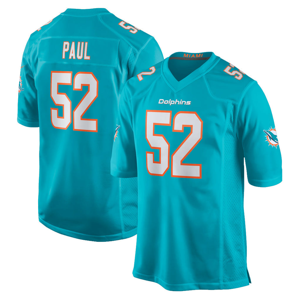 Odoa M.Dolphins #52 Patrick Paul Player Aqua Home Game Stitched Jerseys
