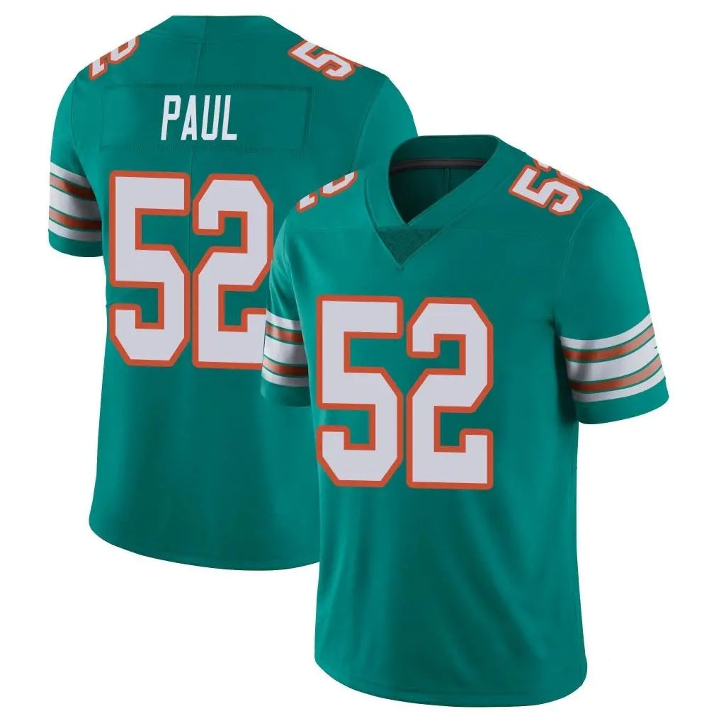 Odoa M.Dolphins #52 Patrick Paul Player Aqua Limited Alternate Vapor Untouchable Home Game Stitched Jerseys