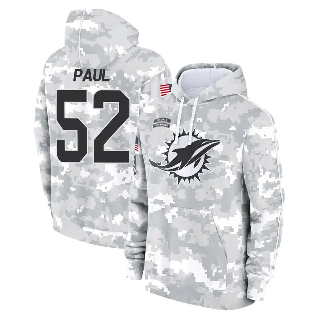 Odoa M.Dolphins #52 Patrick Paul Player Arctic Camo Salute to Service Hoodies Limited Game Stitched Jerseys