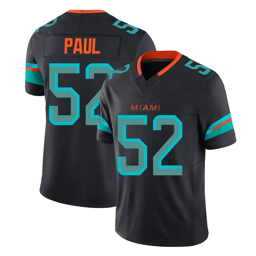 Odoa M.Dolphins #52 Patrick Paul Player Black Limited Pitch Rivalries Collection Home Game Stitched Jerseys