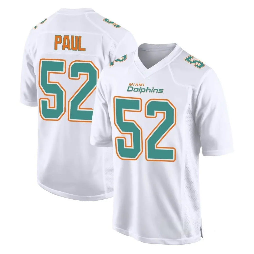 Odoa M.Dolphins #52 Patrick Paul Player White Fashion Home Game Stitched Jerseys