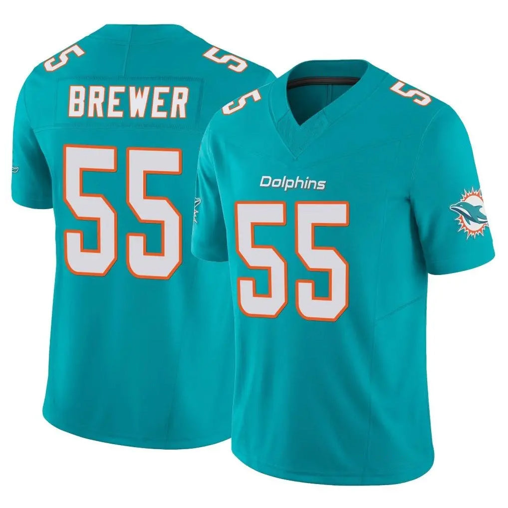 Odoa M.Dolphins #55 Aaron Brewer Player Aqua Limited Vapor F.U.S.E. Home Game Stitched Jerseys