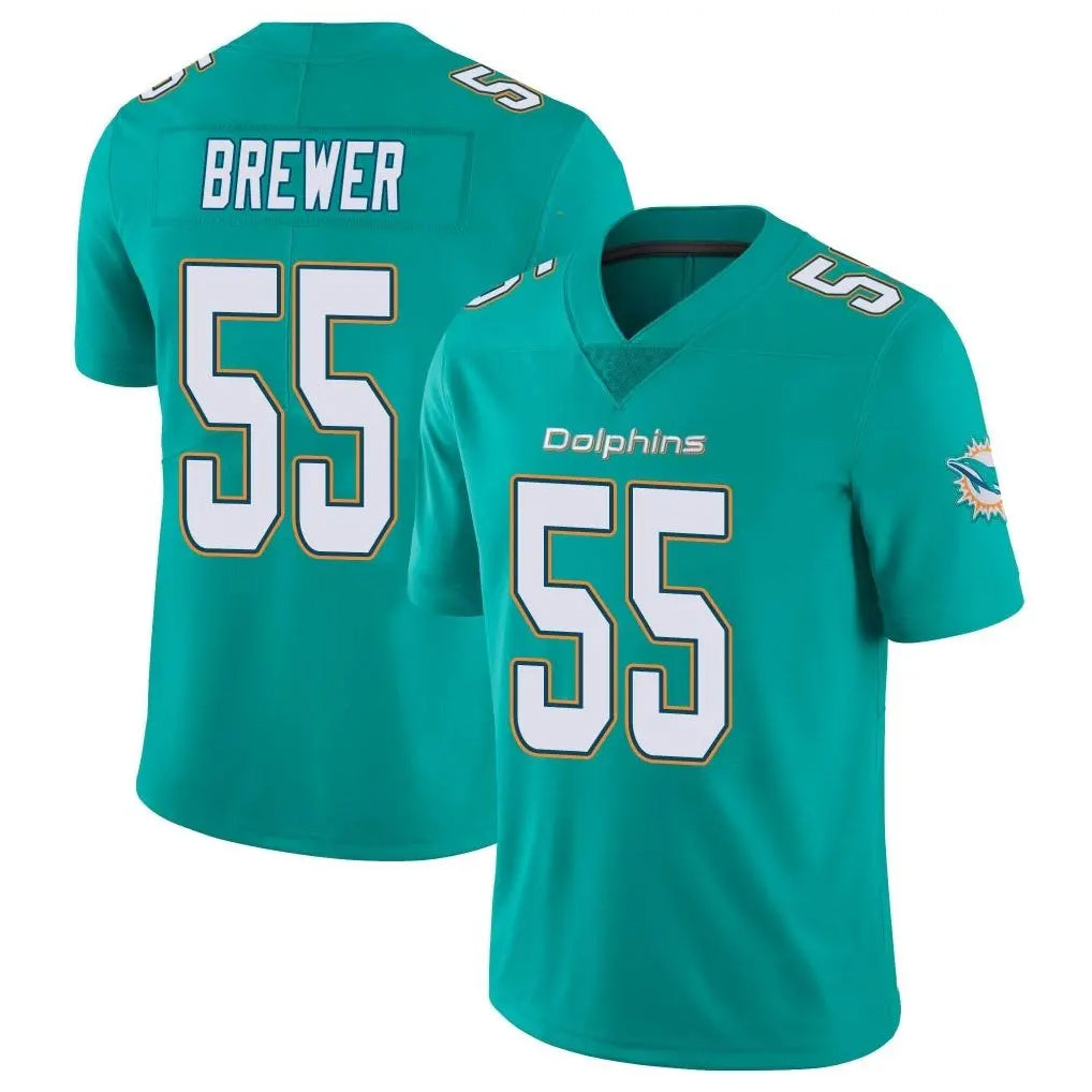 Odoa M.Dolphins #55 Aaron Brewer Player Aqua Limited Vapor Untouchable Home Game Stitched Jerseys