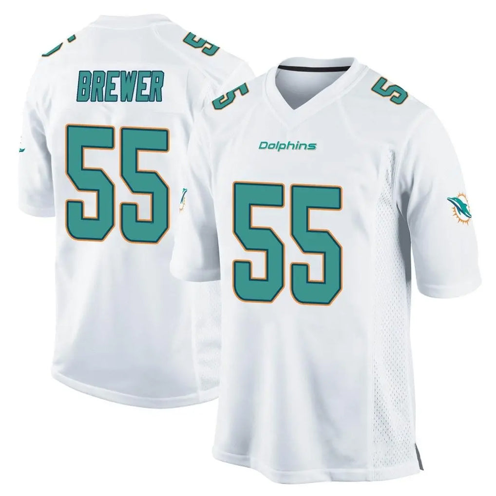 Odoa M.Dolphins #55 Aaron Brewer Player White Home Game Stitched Jerseys