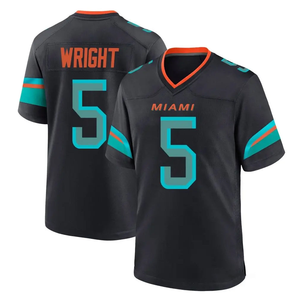 Odoa M.Dolphins #5 Jaylen Wright Player Black Pitch Rivalries Collection Home Game Stitched Jerseys