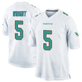 Odoa M.Dolphins #5 Jaylen Wright Player White Home Game Stitched Jerseys