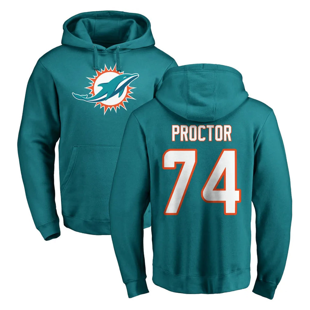 Odoa M.Dolphins #74 Kadyn Proctor Player Aqua LOGO Pullover Hoodies Limited Stitched Jerseys