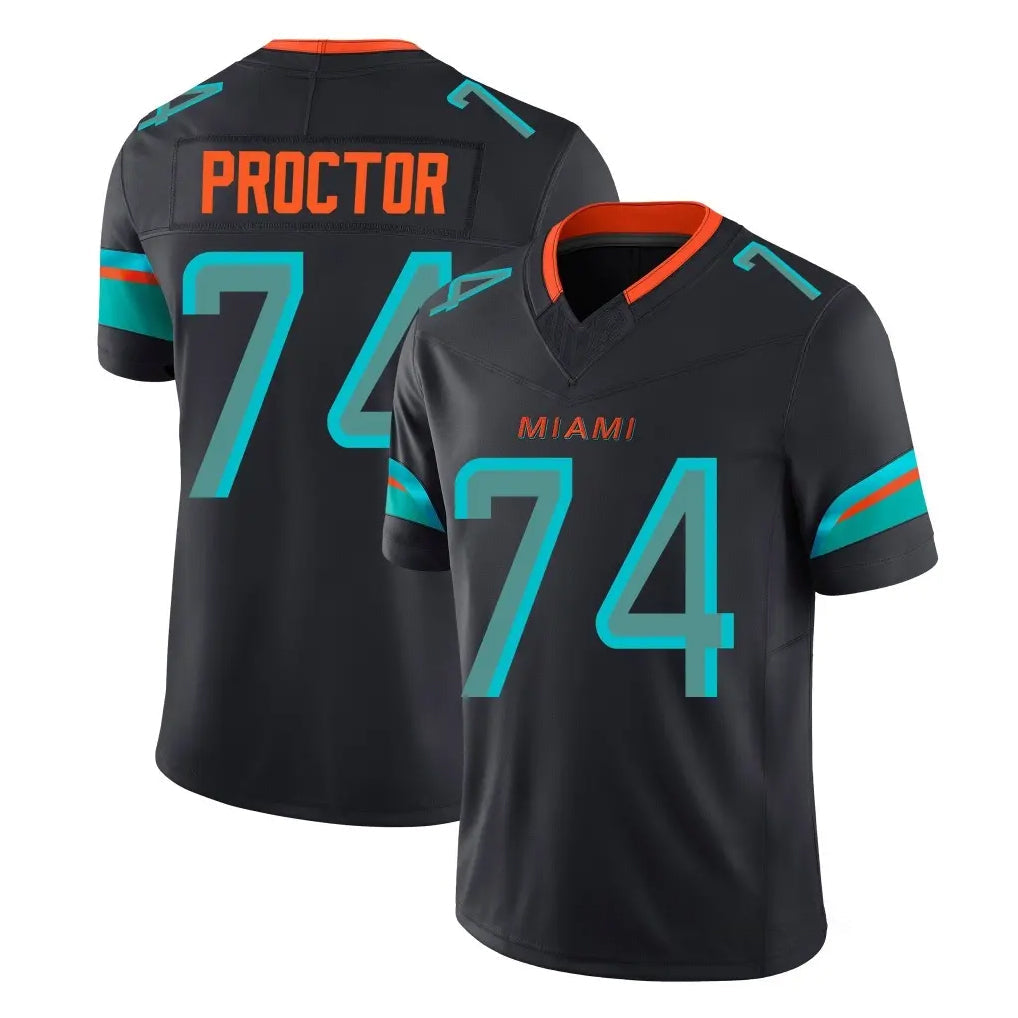 Odoa M.Dolphins #74 Kadyn Proctor Player Black Limited Pitch Rivalries Collection Home Game Stitched Jerseys