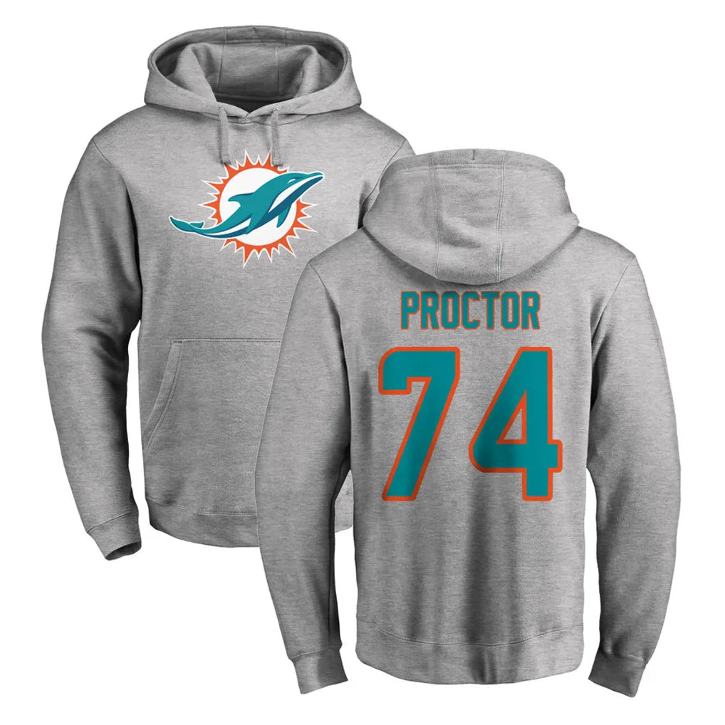 Odoa M.Dolphins #74 Kadyn Proctor Player Gray LOGO Pullover Hoodies Limited Stitched Jerseys