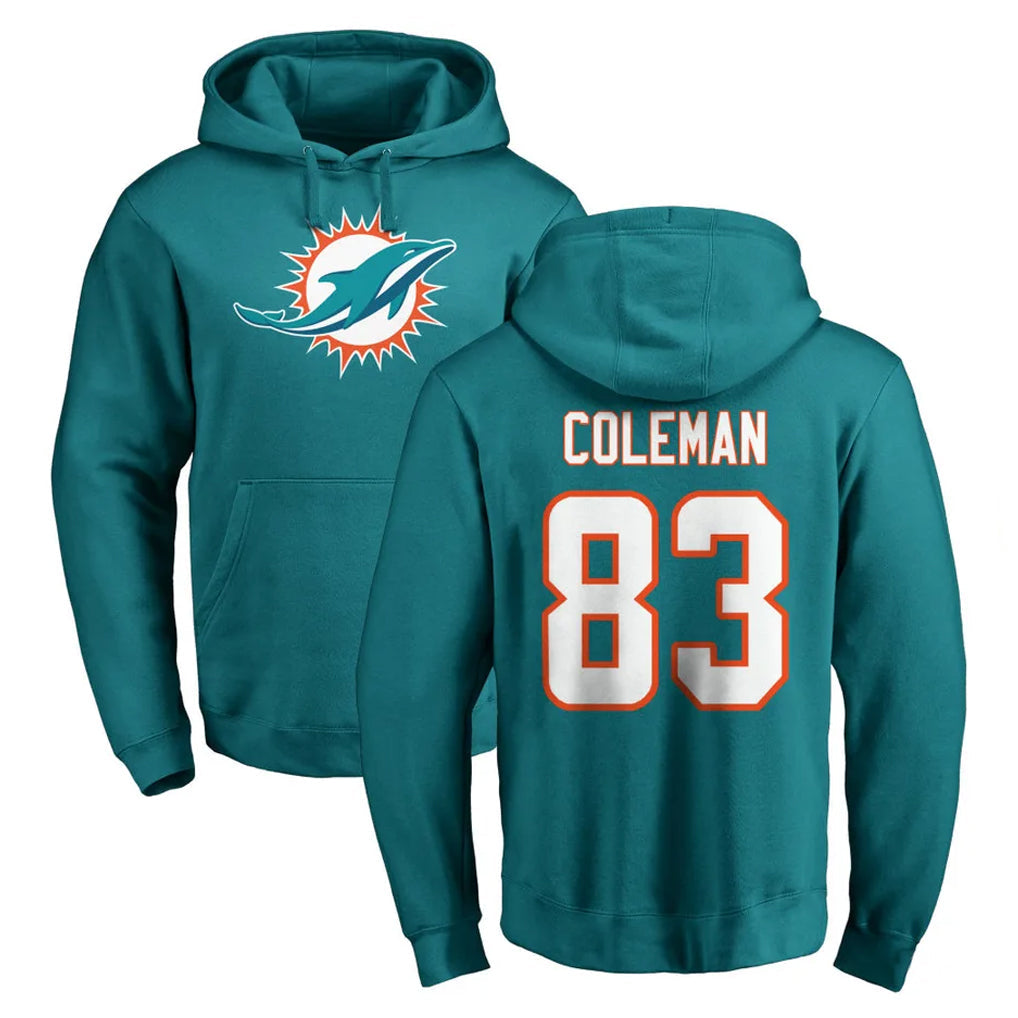 Odoa M.Dolphins #83 Kevin Coleman Jr. Player Aqua LOGO Pullover Hoodies Limited Stitched Jerseys