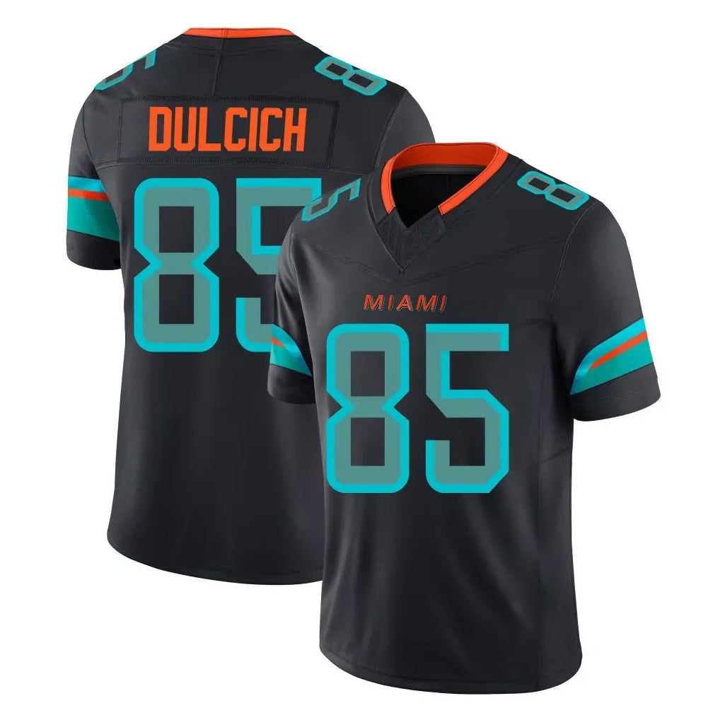 Odoa M.Dolphins #85 Greg Dulcich Player Black Limited Pitch Rivalries Collection Home Game Stitched Jerseys