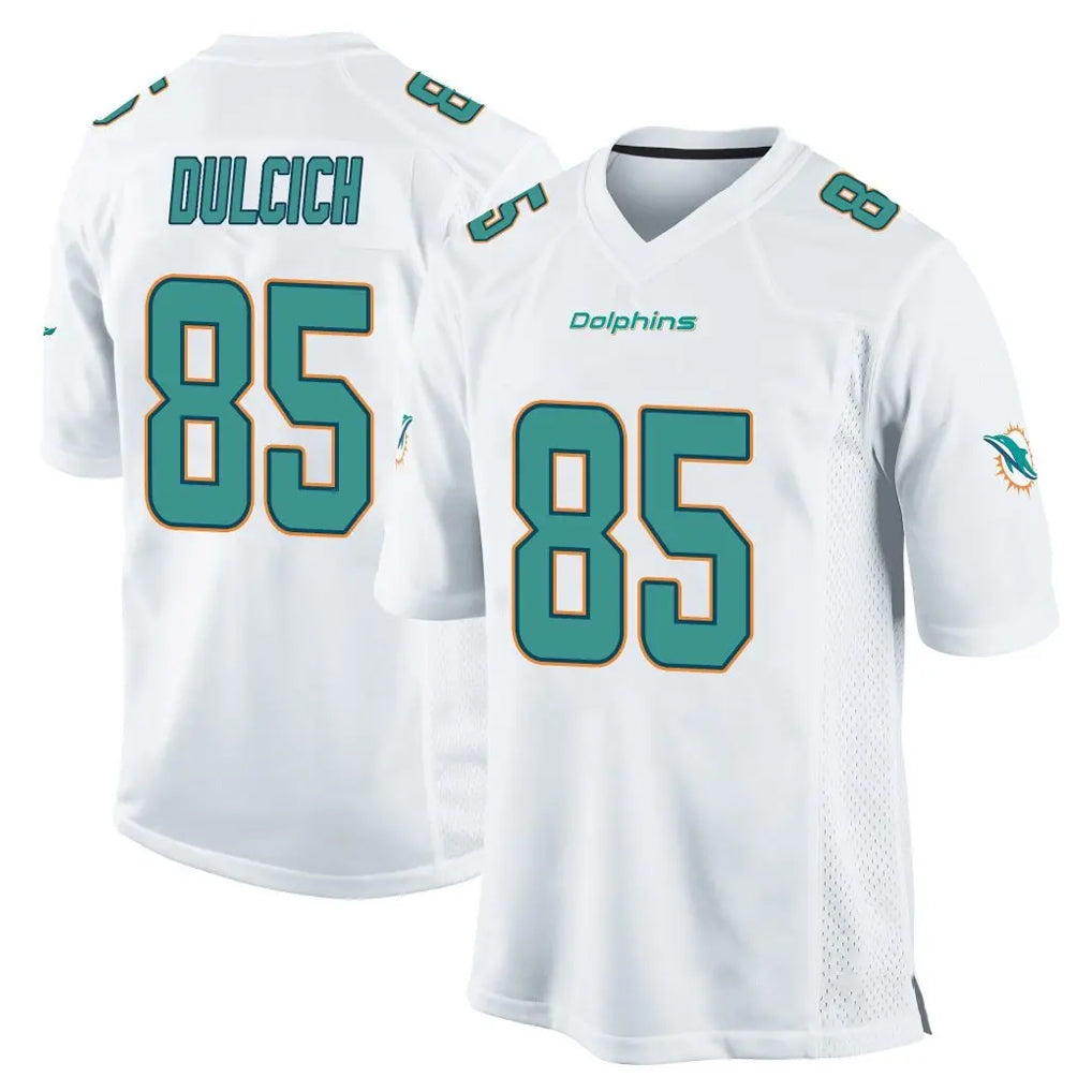Odoa M.Dolphins #85 Greg Dulcich Player White Home Game Stitched Jerseys