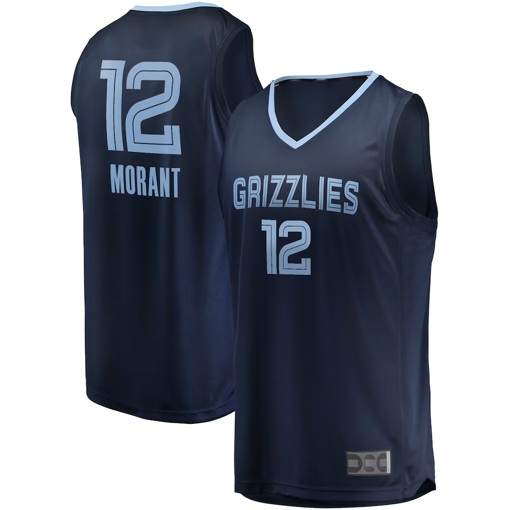 Odoa M.Grizzlies #12 Ja Morant Navy Big & Tall Fast Break Player Stitched Jerseys- Icon Edition