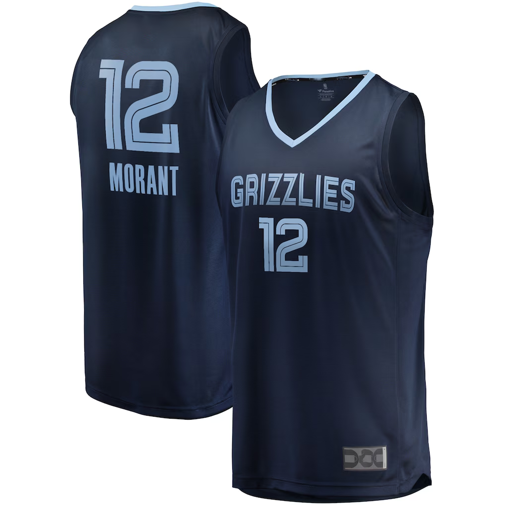 Odoa M.Grizzlies #12 Ja Morant Navy Fast Break Replica Stitched Jerseys- Icon Edition