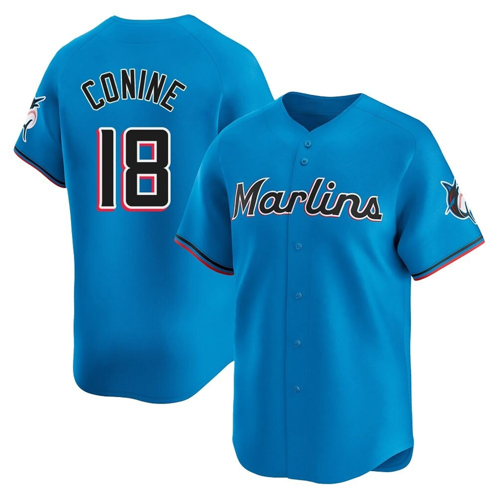 Odoa M.Marlins #18 Griffin Conine Player Blue Home Limited Stitched Jerseys