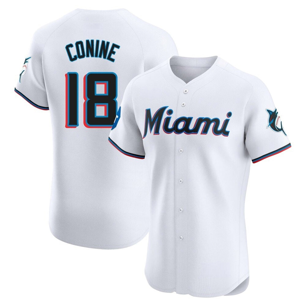Odoa M.Marlins #18 Griffin Conine Player White Home Limited Elite Stitched Jerseys