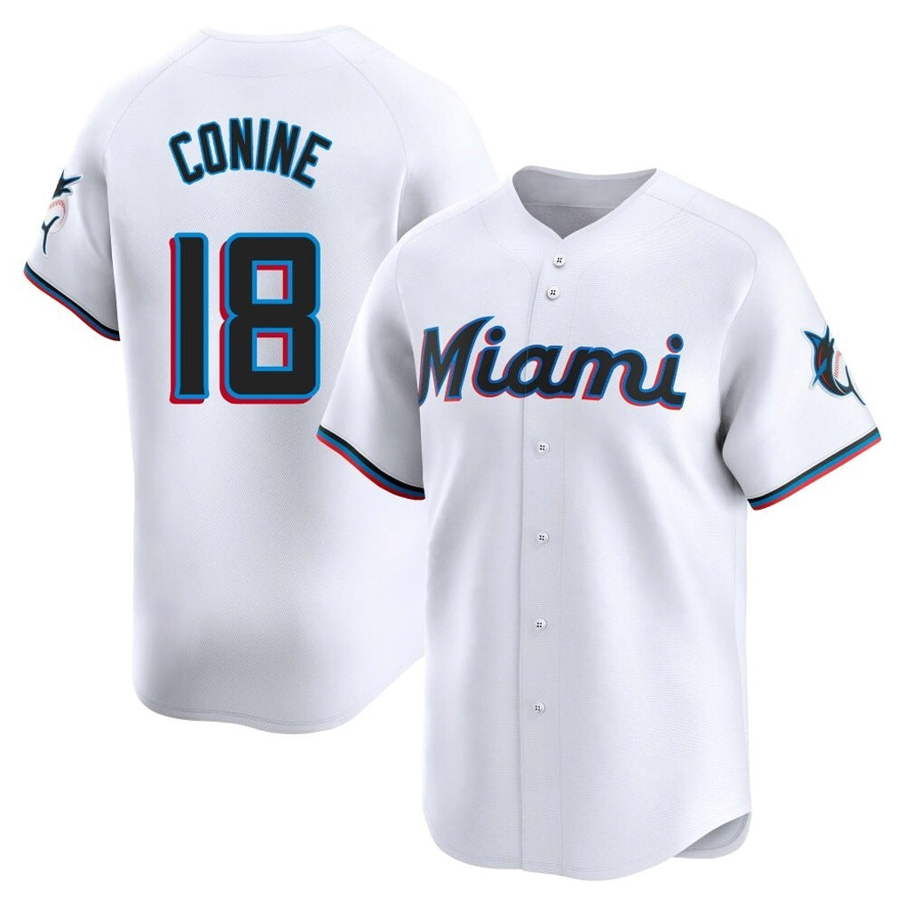 Odoa M.Marlins #18 Griffin Conine Player White Home Limited Stitched Jerseys