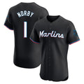 Odoa M.Marlins #1 Connor Norby Player Black Vapor Home Limited Elite Stitched Jerseys