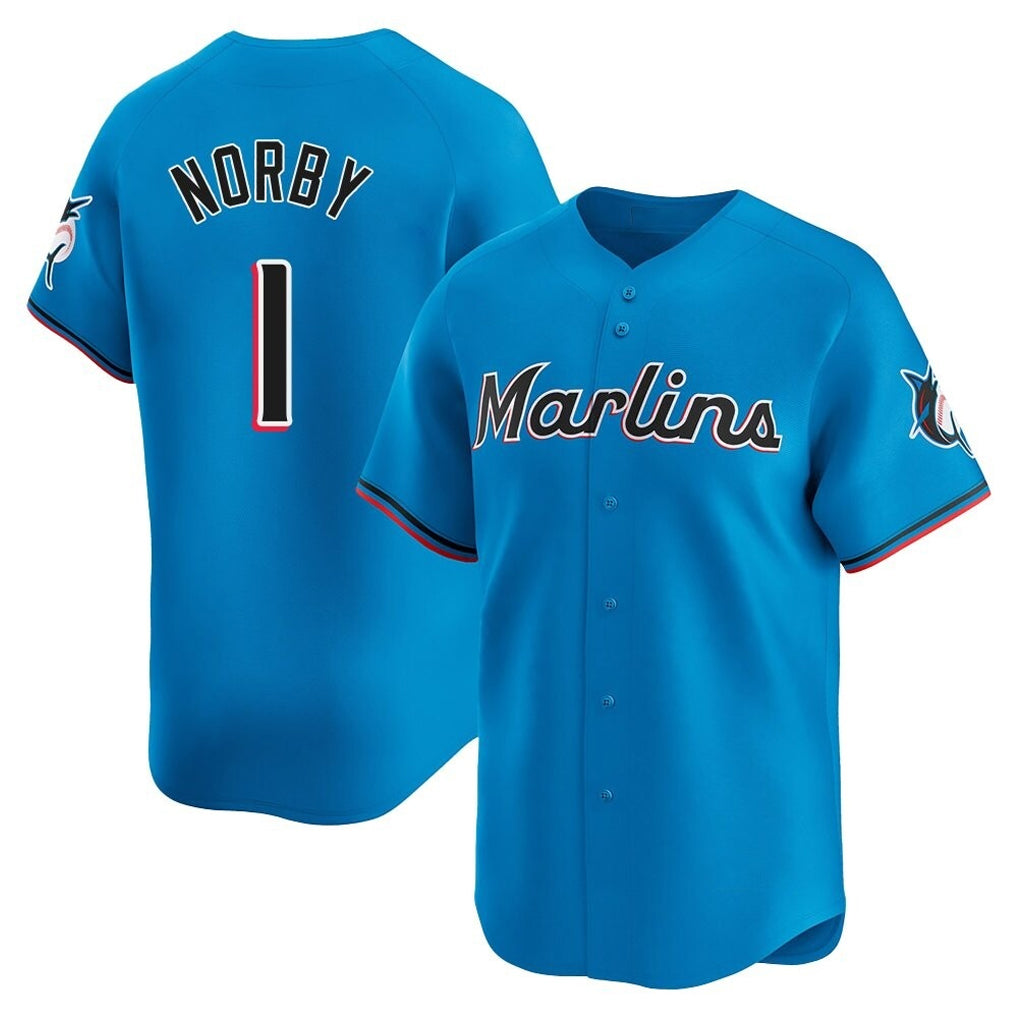 Odoa M.Marlins #1 Connor Norby Player Blue Home Limited Stitched Jerseys
