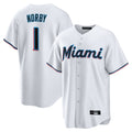 Odoa M.Marlins #1 Connor Norby Player White  Home Game Stitched Jerseys