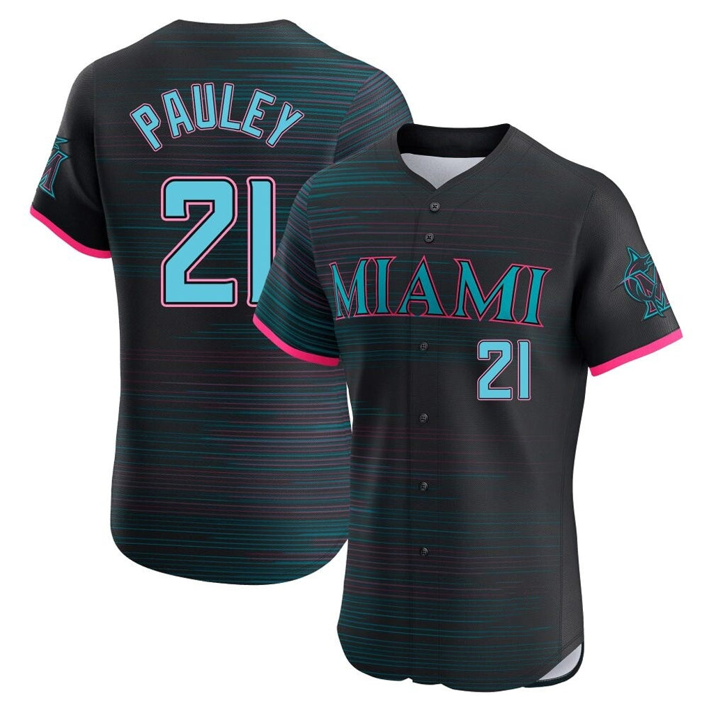 Odoa M.Marlins #21 Graham Pauley Player Black City Connect Home Limited Elite Stitched Jerseys