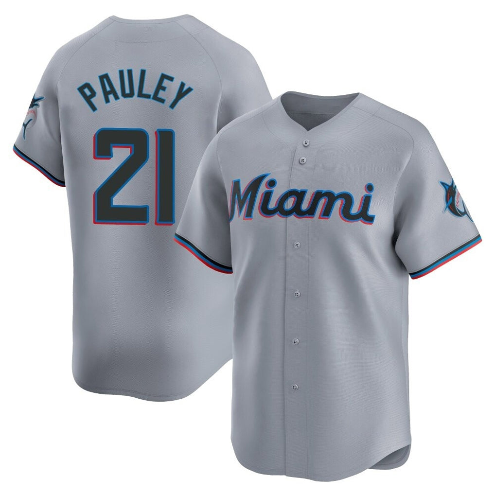 Odoa M.Marlins #21 Graham Pauley Player Gray Home Limited Stitched Jerseys