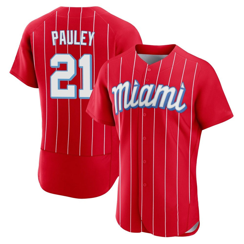 Odoa M.Marlins #21 Graham Pauley Player Red City Connect Home Limited Elite Stitched Jerseys
